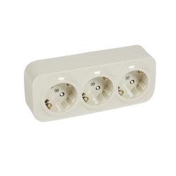 Розетка сетевая LEGRAND Quteo с заземлением тройная бежевый 782268