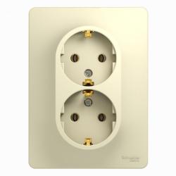 Розетка сетевая SYSTEME ELECTRIC Glossa с заземлением двойная бежевый GSL000224