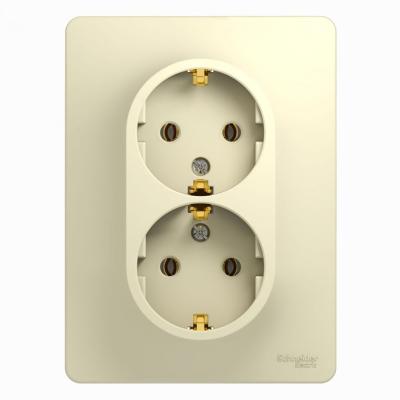 Розетка сетевая SYSTEME ELECTRIC Glossa с заземлением двойная бежевый GSL000224