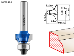 Фреза кромочная калевочная ЗУБР 17,3*8*2,4*8 мм 28701-17.3
