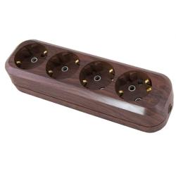 Колодка TDM Эко 4 гнезда с заземлением бук