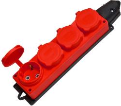 Колодка UNIVERSAL 4 гнезда с крышками с заземлением красный 3074