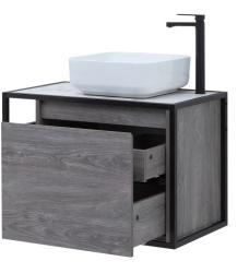 Тумба с раковиной AQUANET Nova Lite Loft 75 R мрамор, дуб рошелье