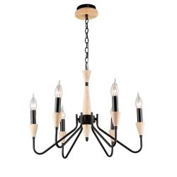 Люстра ЛАЙТ СФЕРА 7050/6 BK+Wood Черный, дерево