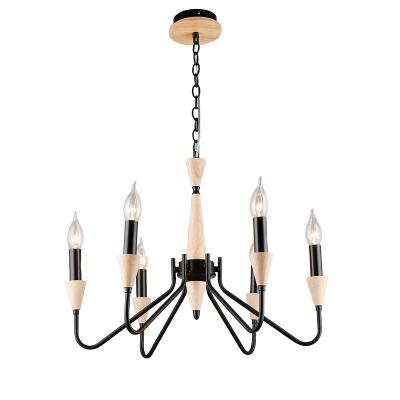 Люстра ЛАЙТ СФЕРА 7050/6 BK+Wood Черный, дерево