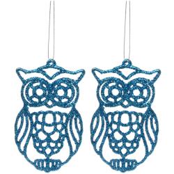 Набор елочных украшений СЕРПАНТИН Мудрая сова голубой 10 см