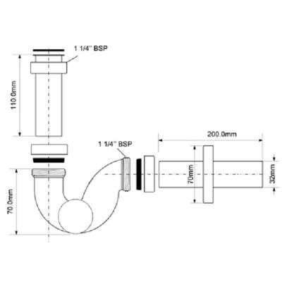 Сифон трубный MCALPINE MRP3220-CB-NW